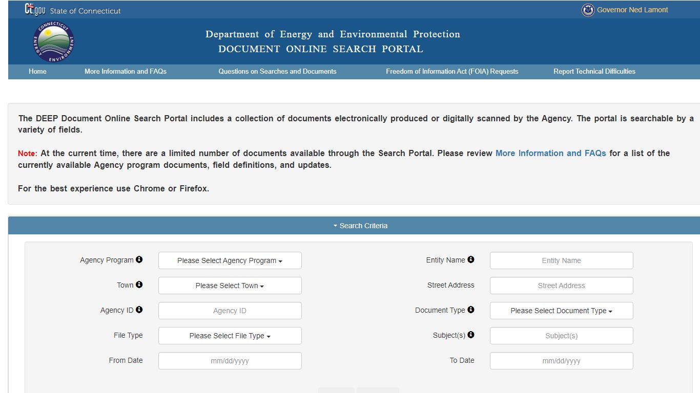 CT DEEP Document eSearch